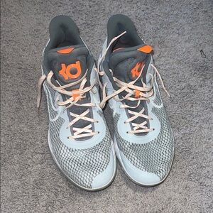 Nike Gray and Orange KD Basketball Shoes